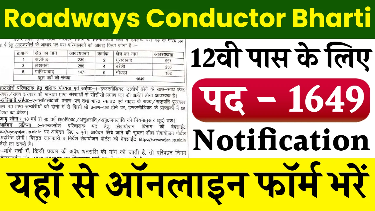 UP Roadways Conductor Bharti