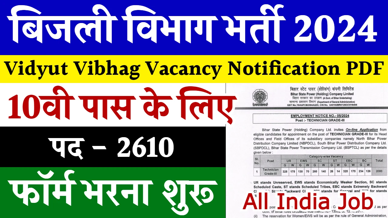 Vidyut Vibhag Vacancy